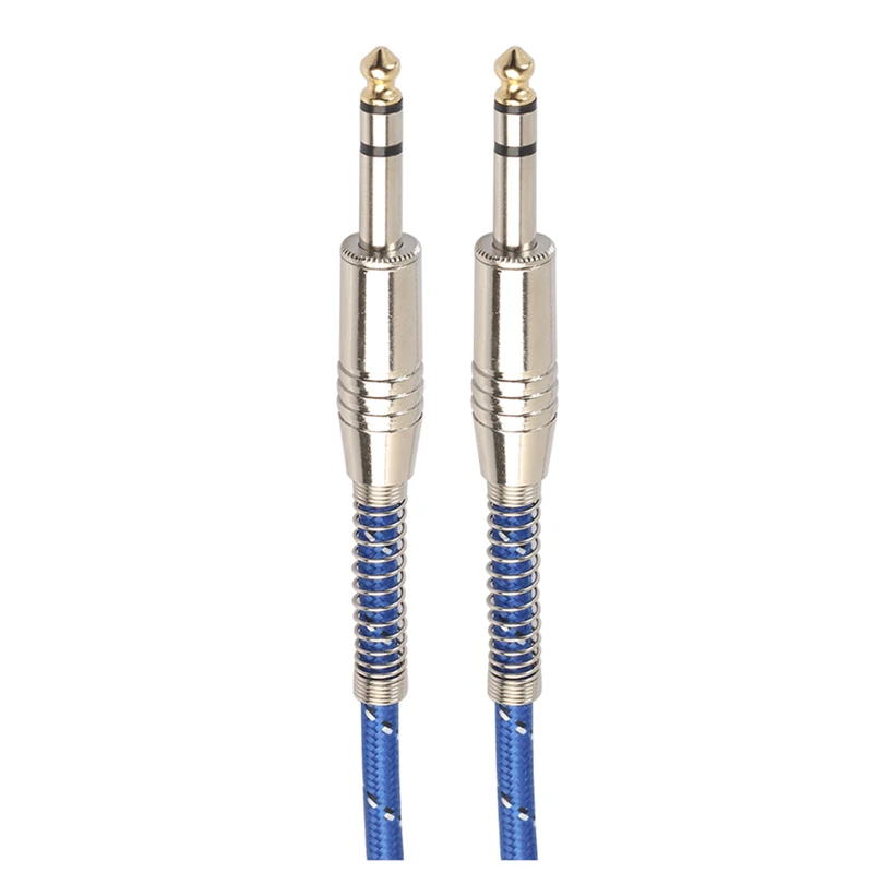 ADDFOO Аксессуары для гитары 6,35 мм до 6,35 мм аудио кабель со штыревыми соединителями на обоих концах для подключения для Электрогитары смеситель обоих концах для подключения к стереосистеме синий+ серебристый 1/3/1,8 м