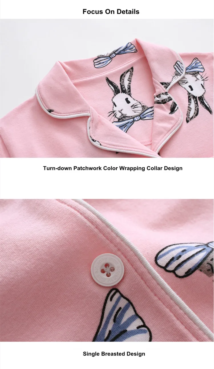 Kids pajamas sleepwear kids clothing sets children pink blue pijamas 04