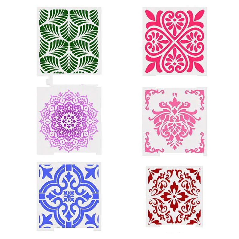 

6pcs/set Bullet Journal Templates Openwork Drawing Ruler Spray Pattern Stencils For Diy Scrapbooking Stencil Painting Decoration