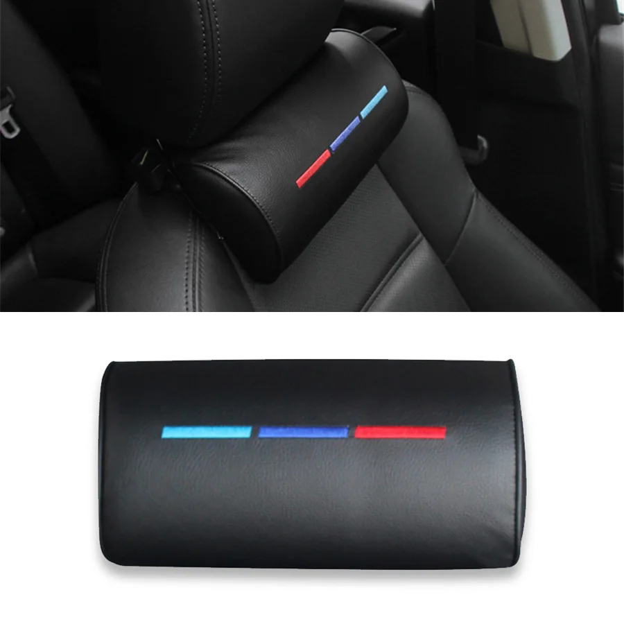 

2pcs PU Leather Seat Head Neck Rest Pillow Auto Pillow Headrest Pad 23 x 12.5cm For BMW