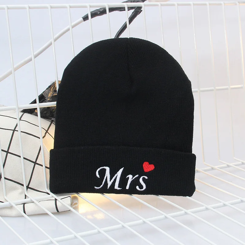 Mr & Mrs хип хоп Skullies шляпа Модная хлопковая с вышивкой вязаная шапочка теплая