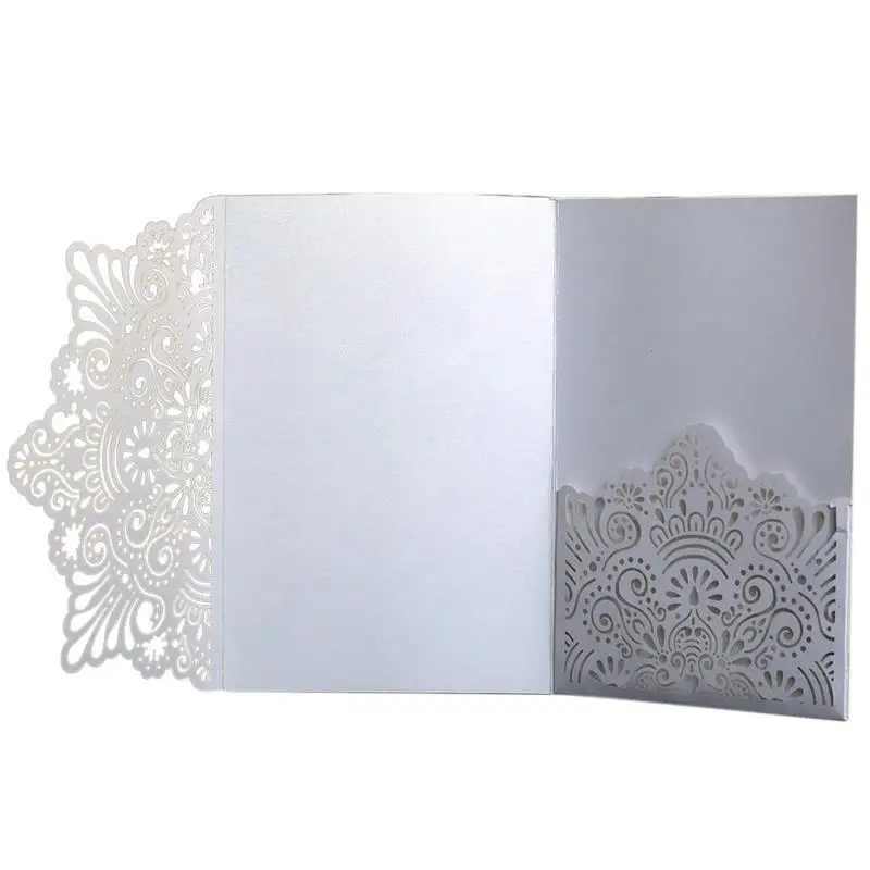  10PCS European Style Lace Wedding Invitations Cards Laser Cut Tri-Fold Business Invitation Cards Pa - 32922389513