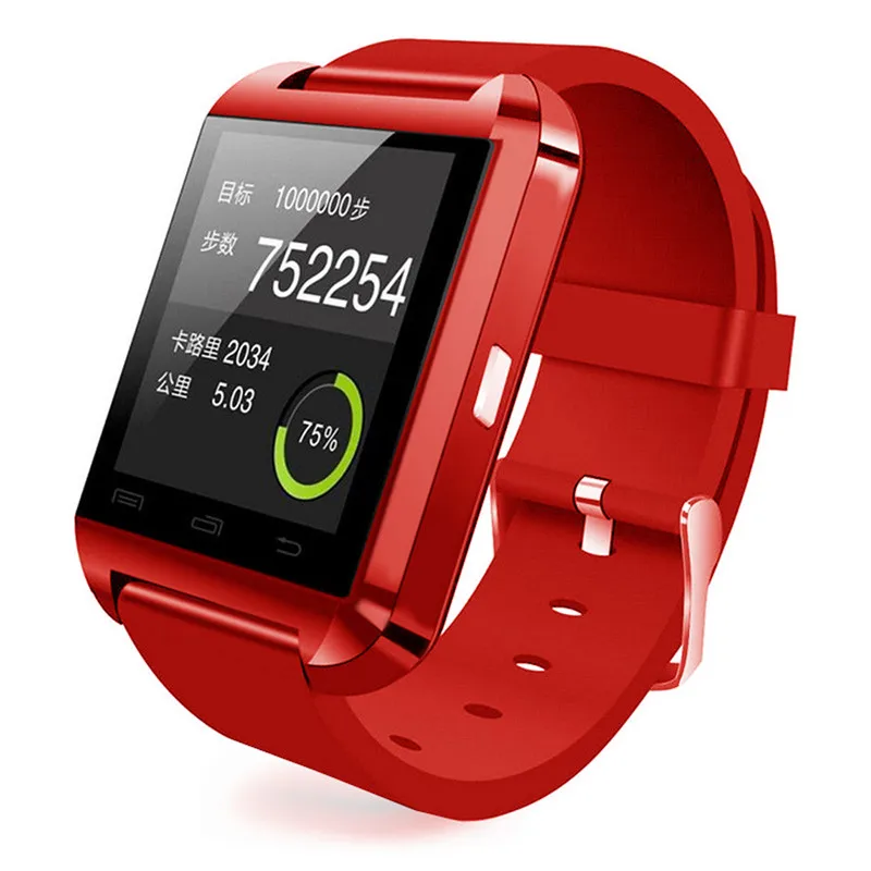 Умные часы U8, Bluetooth, умные часы, наручные часы, умные часы с монитором сна, удаленная камера, шагомер, для смартфона Android IOS - Цвет: Red