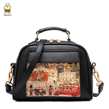 Peinture Sac À Main de Femmes Doodle Motif Huile Image Femmes Messager de Sac D’épaule Sac Bandoulière Dames Sac À Main Haut-Poignée sac