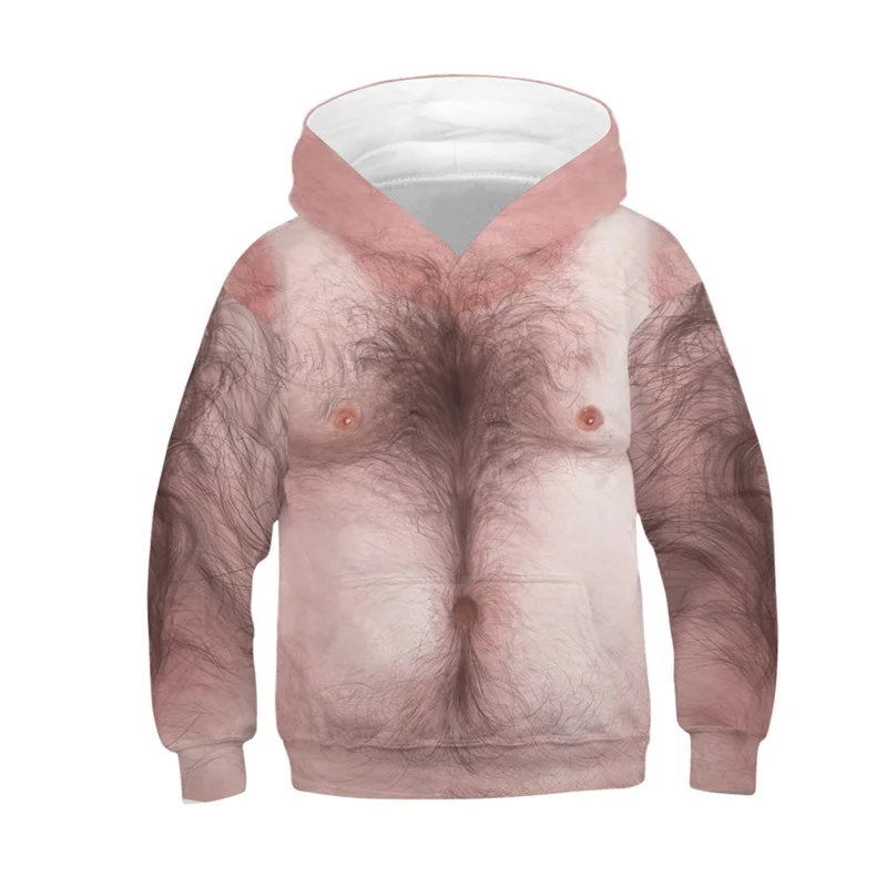 

Raisevern Funny 3D Chest Hair Print Girls Boys Hoodies Sweatshirts Autumn Winter Jacket Coats Pullover Tops Children Clothes
