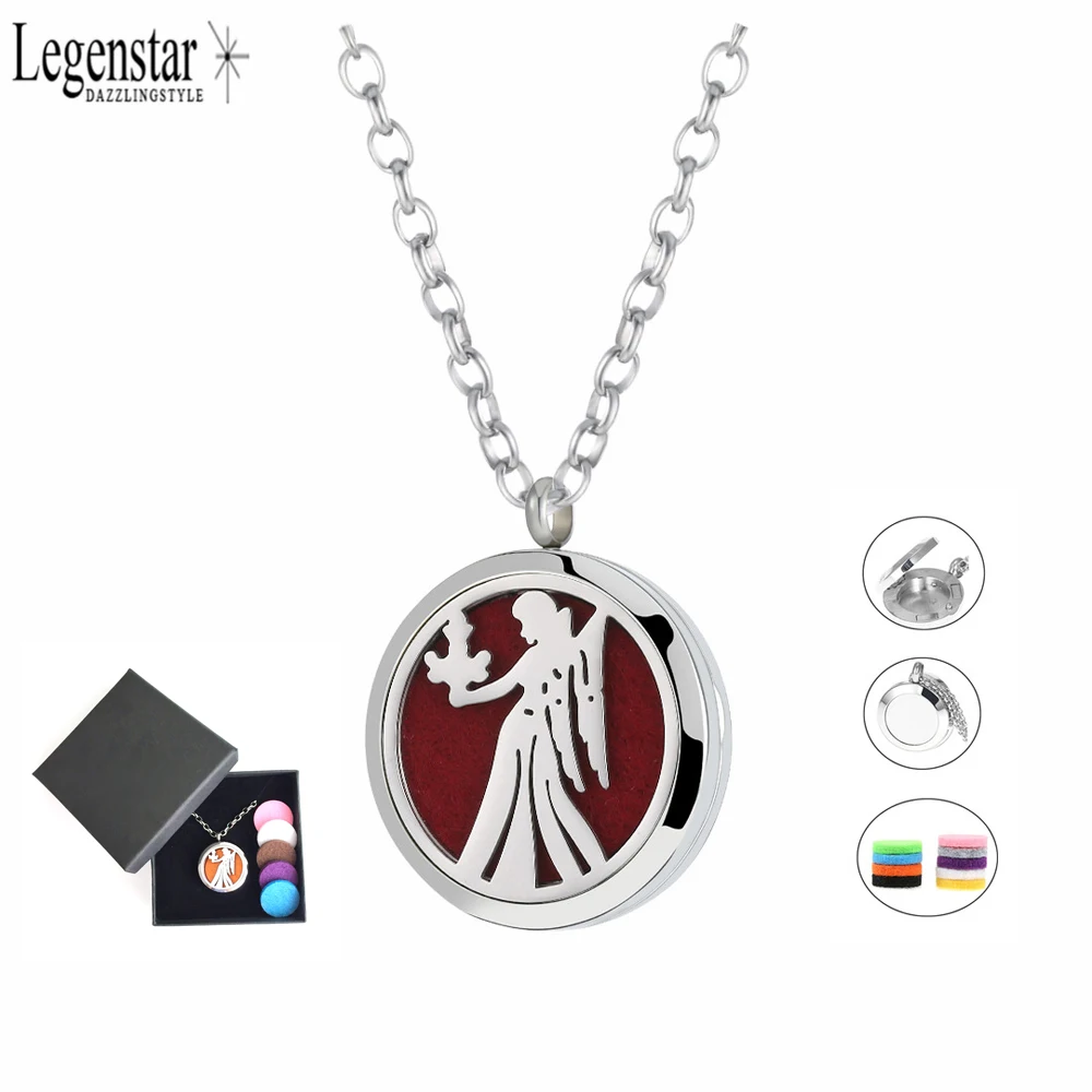 

Legenstar Essential Oil Perfume Necklace Stainless Steel Virgo Hollow Pendant Necklace Magnetic Locket Diffuser Women Jewelry