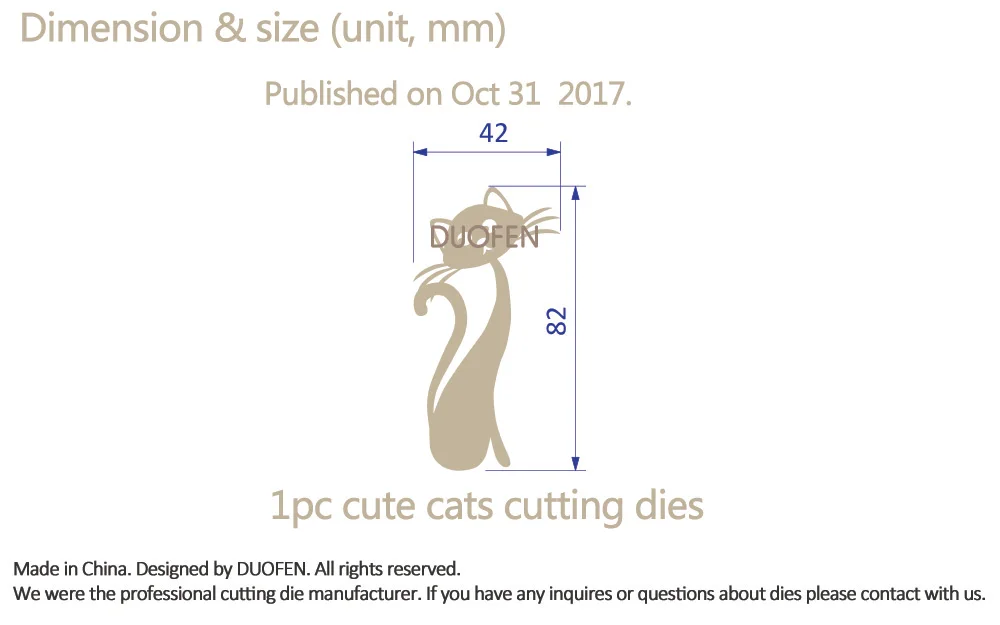 DUOFEN металлические Вырубные штампы трафарет в виде кошки для поделок бумажные поделки проекты скрапбук бумага альбом бумага для поздравительных открыток работа деко