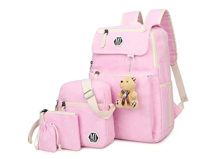 Горячая Для женщин холст 4 шт./компл. школьный рюкзак Колледж школьный мода Plecak для подростков, для мальчиков и девочек, рюкзак сумка W767Z