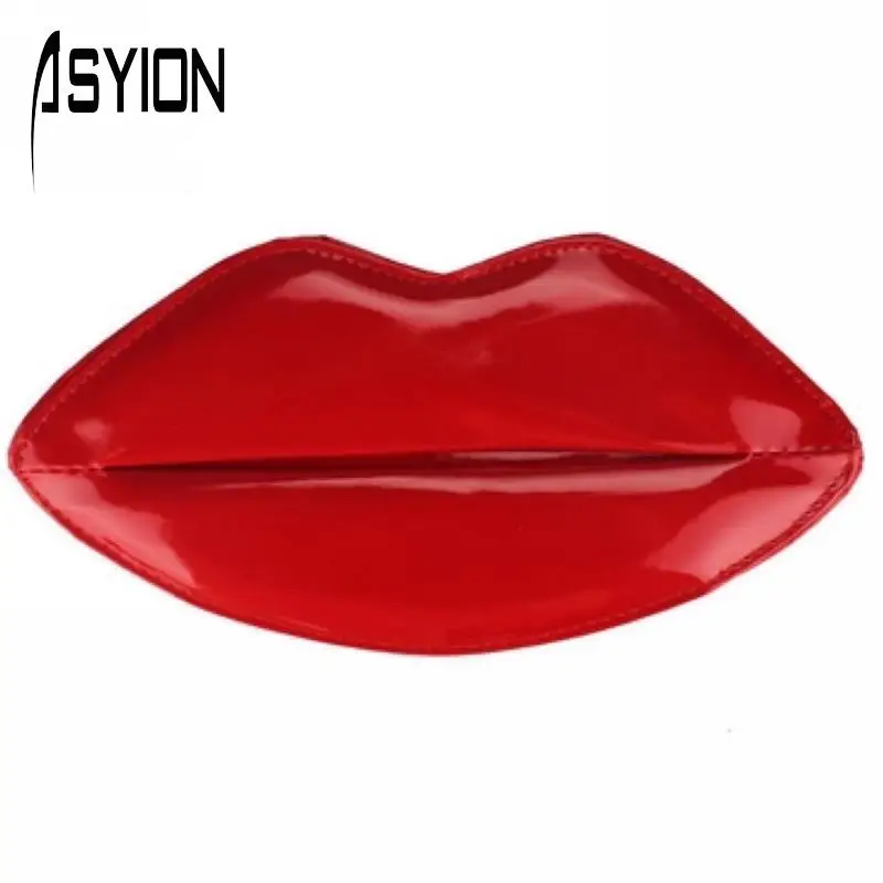 ASYION 2016 News Bag Lip Pu Leather Women's Clutch Chain Shouder Messenger Bags Evening Bag Red Lip Purse Women Handbags DB4896