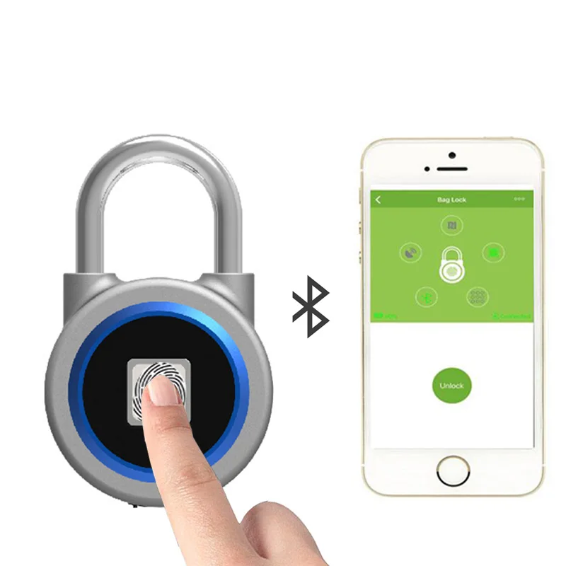

Mini Bluetooth Padlock Phone APP Waterproof Keyless Fingerprint Lock Unlock Anti Theft Door Lock For IOS Android