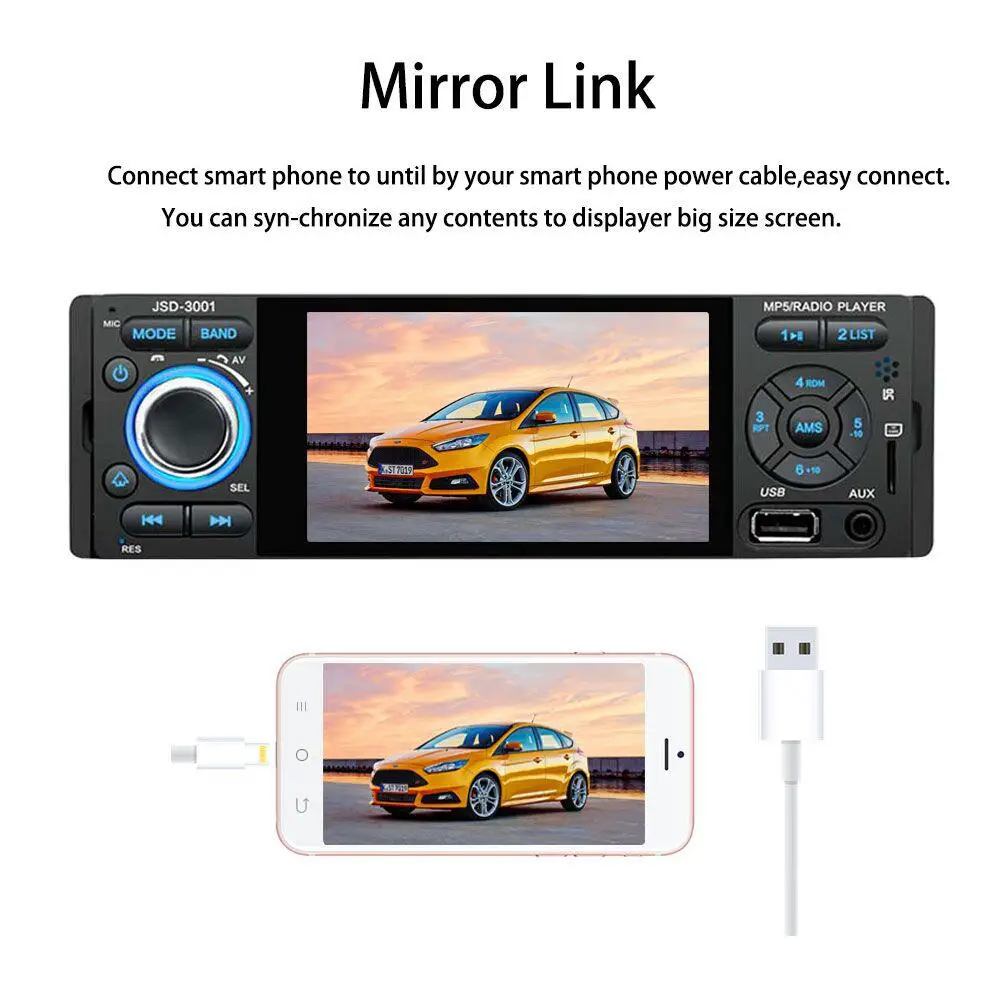 Продажа Podofo Автомагнитола 1 Din Авторадио 4 дюймов сенсорный экран Авто аудио стерео Мультимедийный Плеер Зеркало Ссылка Bluetooth USB AUX FM SWC