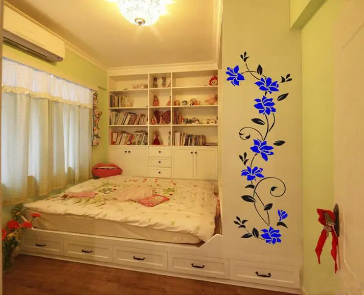 Acrylic 3D wall stickers creative rose flower rattan television living room wall home wall decoration stickers foreign trade