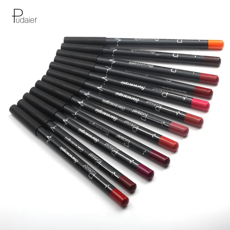 

12pcs/lot Multicolor Pudaier Matte Lip Liner Pencil Functional Eyebrow Eye Lip Makeup Waterproof Colorful Cosmetic Lipliner Pen