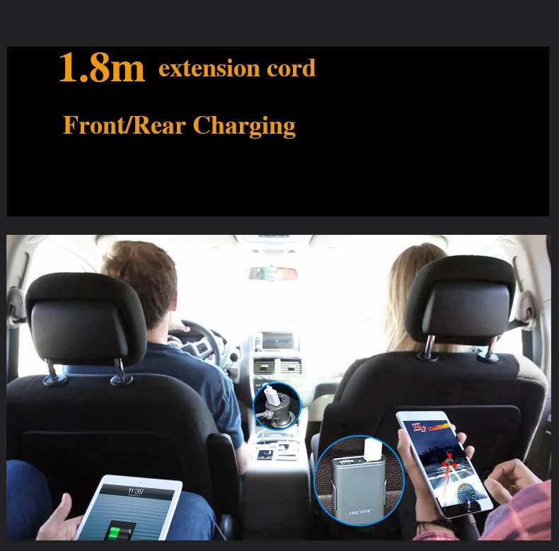 12-24V Выходное автомобильное зарядное устройство Выключатель напряжения Быстрая зарядка передняя/задняя USB Зажигалка автомобильный прикуриватель для iPad iPhone& Tablet