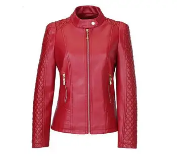 

WholeTide And Retail Nice New European And American Style Printing PU Leather Motorcycle Jacket Leather Jacket Size Large Size