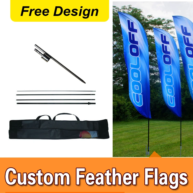 

Free Design Free Shipping Single Sided In-ground Spike Feather Flag Signs Advertising Sail Flag Banners Custom Feather Flag