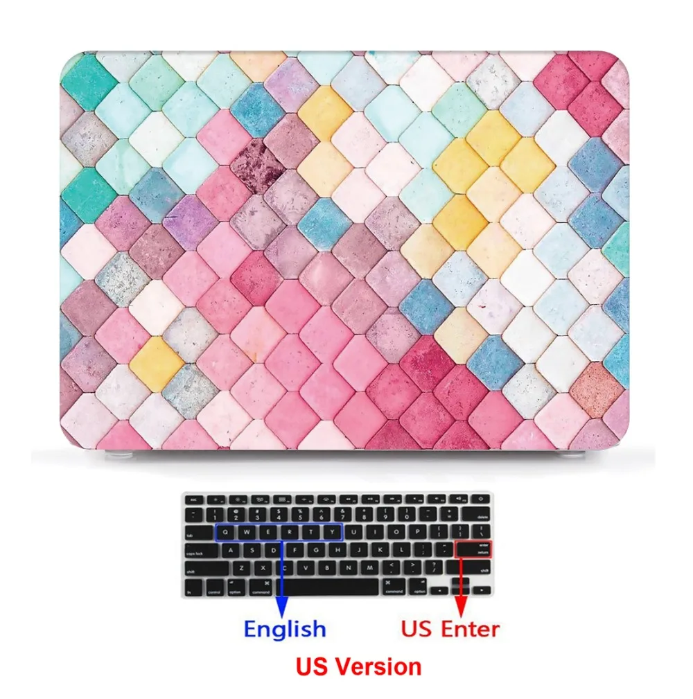 Пластиковый чехол для ноутбука клавиатуры только 2018 нового Alppe Macbook 13Air с Reitna Touch ID