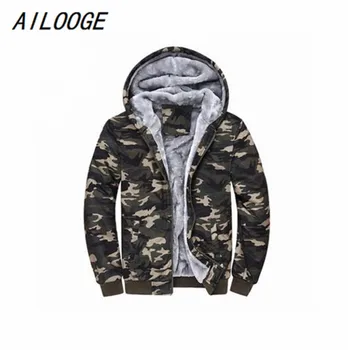 

AILOOGE 2017 New Winter Camouflage Hoodies Men Tracksuit Thick Army Spring Coats Men's Sweatshirts Fleece Male Hoodies 4XL