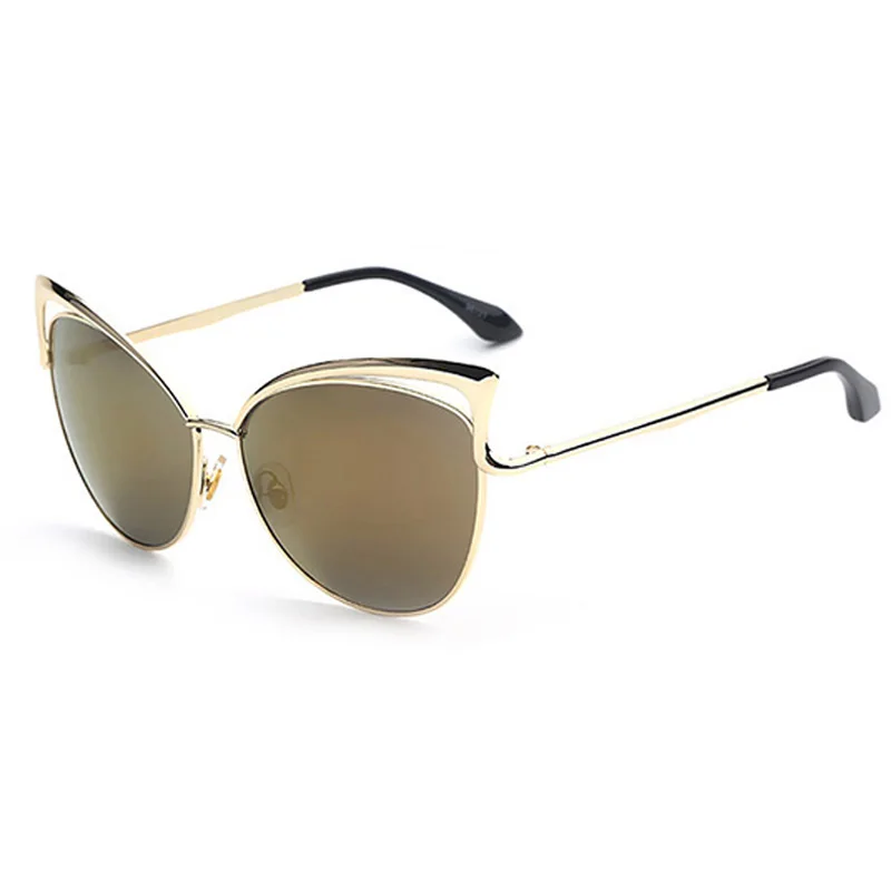 Для женщин модные солнцезащитные очки "кошачий глаз" полые солнечные очки металлическая рамка солнцезащитные очки с UV400 защиты
