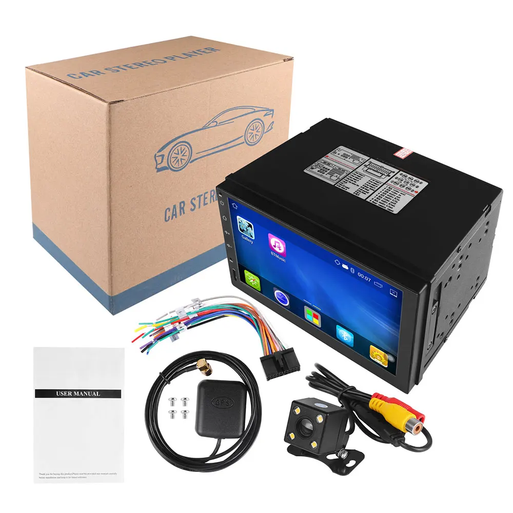 Sale 7" Android 5.1 Quad core 1.6GHz ROM 16G HD 1024*600 Screen 2 DIN Car DVD GPS Radio Stereo Player with 3G WIFI USB Rear Camera 5
