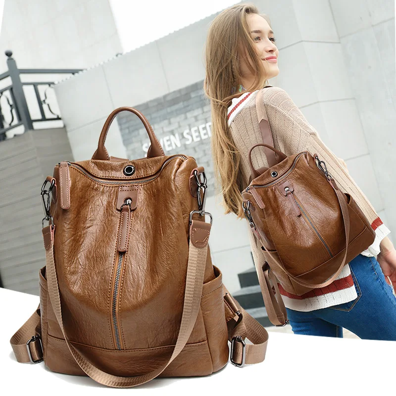 2019 Women Leather Backpacks High Quality Female Vintage Backpack Travel Shoulder Bag Mochilas Feminina School Bags For Girls 2019 Women Leather Backpacks High Quality Female Vintage Backpack Travel Shoulder Bag Mochilas Feminina School Bags For Girls