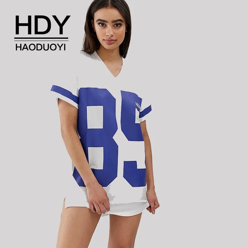 Платье с коротким рукавом HDY Haoduoyi треугольным вырезом принтом и цифрами|Платья| |