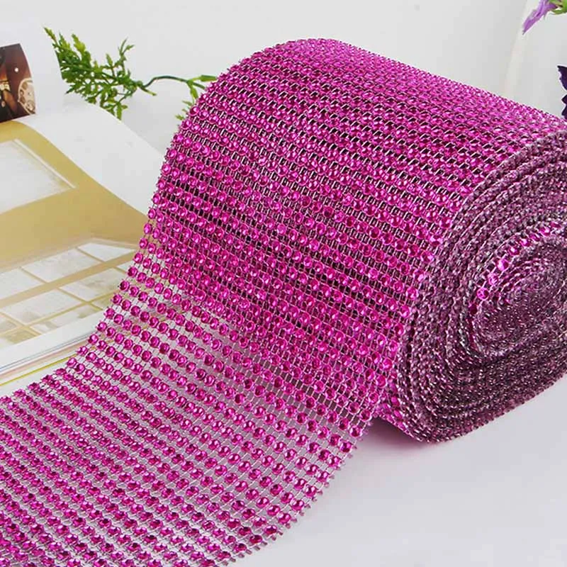 

11.8cm*90cm Diamond mesh Roll event party birthday Wedding DIY Decorations table Cake Wrap Crystal Ribbons tulle