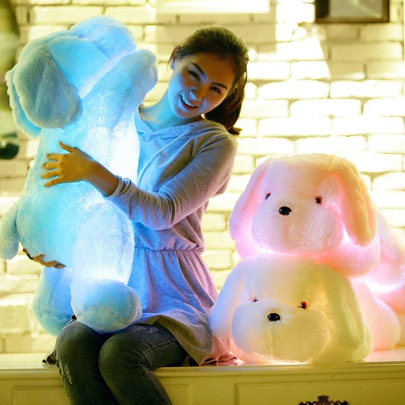 

sermoido 1PC 50cm Luminous Dog Plush Doll Colorful LED Glowing Dogs Children Toys For Girl Kidz Birthday Gift DBP258