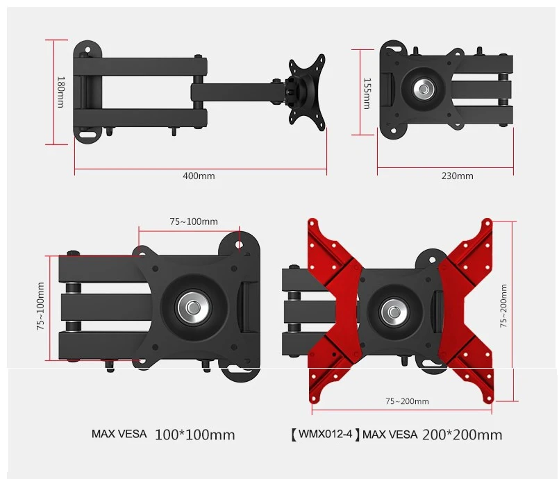 Universal LCD LED TV  Wall Mount PC Monitor TV Holder Rotated TV Wall Bracket Tilt Swivel Plasma TV Wall Holder