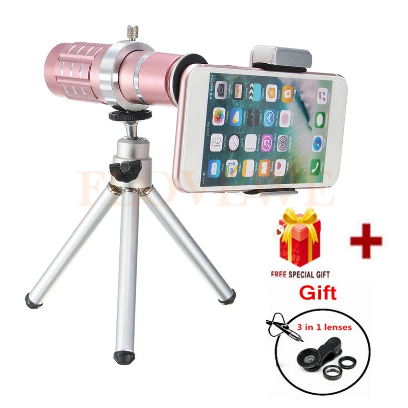 

HD 12x Telephoto Zoom Lens Telescope For iPhone 7 6 5 4 s Xiaomi Huawei Fish eye Wide Angle Macro lenses Phone Camera Lentes Kit