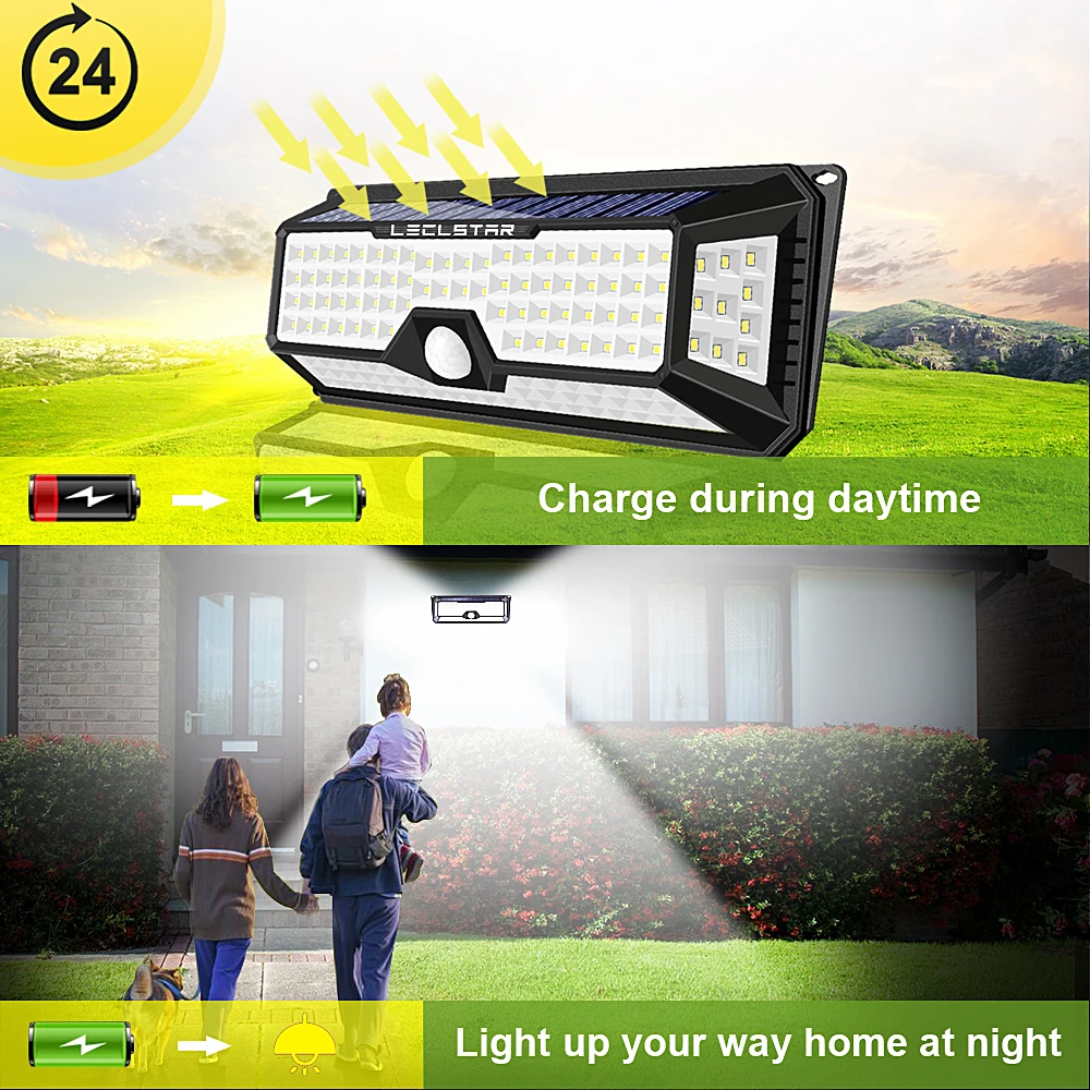Outdoor Led Wall Light Solar Lamp Motion Sensor Waterproof 136 Led Solar Garden Light Security Gate Porch Light Outside Lighting