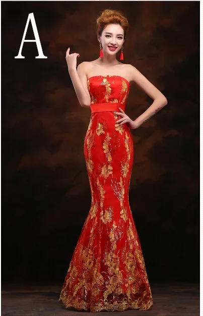 Нарядное винтажное торжественное Красное Кружевное китайское традиционное сексуальное вечернее платье в стиле русалки года, бальные платья знаменитостей с открытыми плечами W2120
