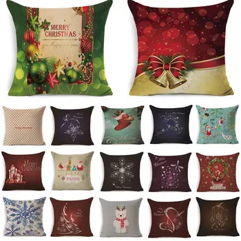 

1Pcs 43*43cm Christmas Santa Claus Pattern Cotton Linen Throw Pillow Cushion Cover Car Home Sofa Decorative Pillowcase 40488