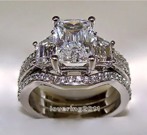 choucong princess cut 5ct stone 5a zircon stone 10kt white gold filled 3 in 1 engagement wedding ring set size 5 11 gift - White Gold Princess Cut Wedding Rings choucong princess cut 5ct stone 5a zircon stone 10kt white gold filled 3 in 1 engagement wedding ring set size 5 11 gift - White Gold Princess Cut Wedding Rings