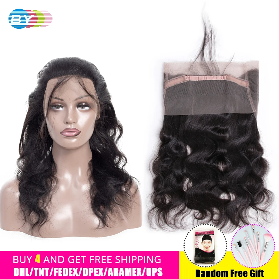 

BY 360 lace frontal Body Wave Pre Plucked HD Swiss Lace Frontal Closure With Baby Hair Remy Human Brazilian Hair