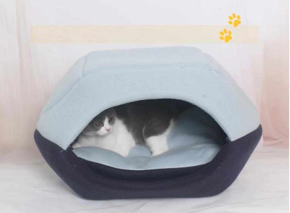 Лежанка для кошки кошачья спальный мешок Удобные диваны коврик 1 дом два применения Питомник Гнездо подушка собака дом Короткие Плюшевые товары для маленьких питомцев