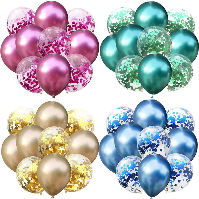 

10Pcs Mixed Gold Confetti Balloons Air Balls Birthday Party Decoration Kids Adult Chrome Balloon Birthday Ballons Baloon