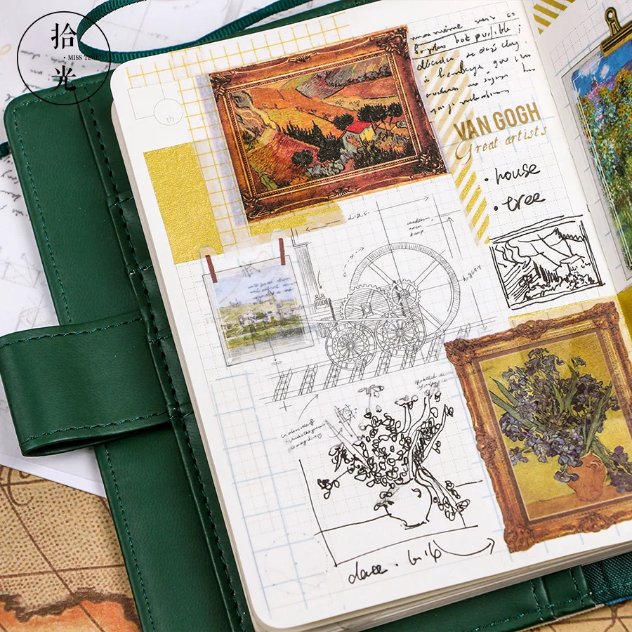 4 листа/лот) манускрипт Ван Гога декоративные наклейки из бумаги васи Скрапбукинг палочка этикетка канцелярские наклейки для дневника, альбома