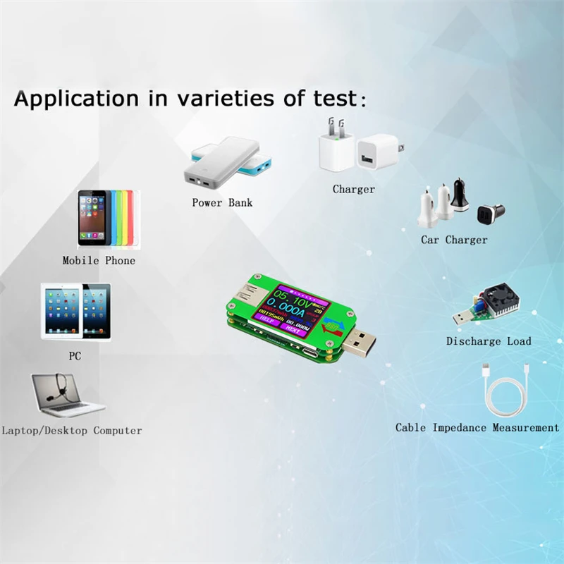 Многофункциональный USB 2,0 полный Цвет ЖК-дисплей Дисплей тестер Вольтметр Амперметр термометр