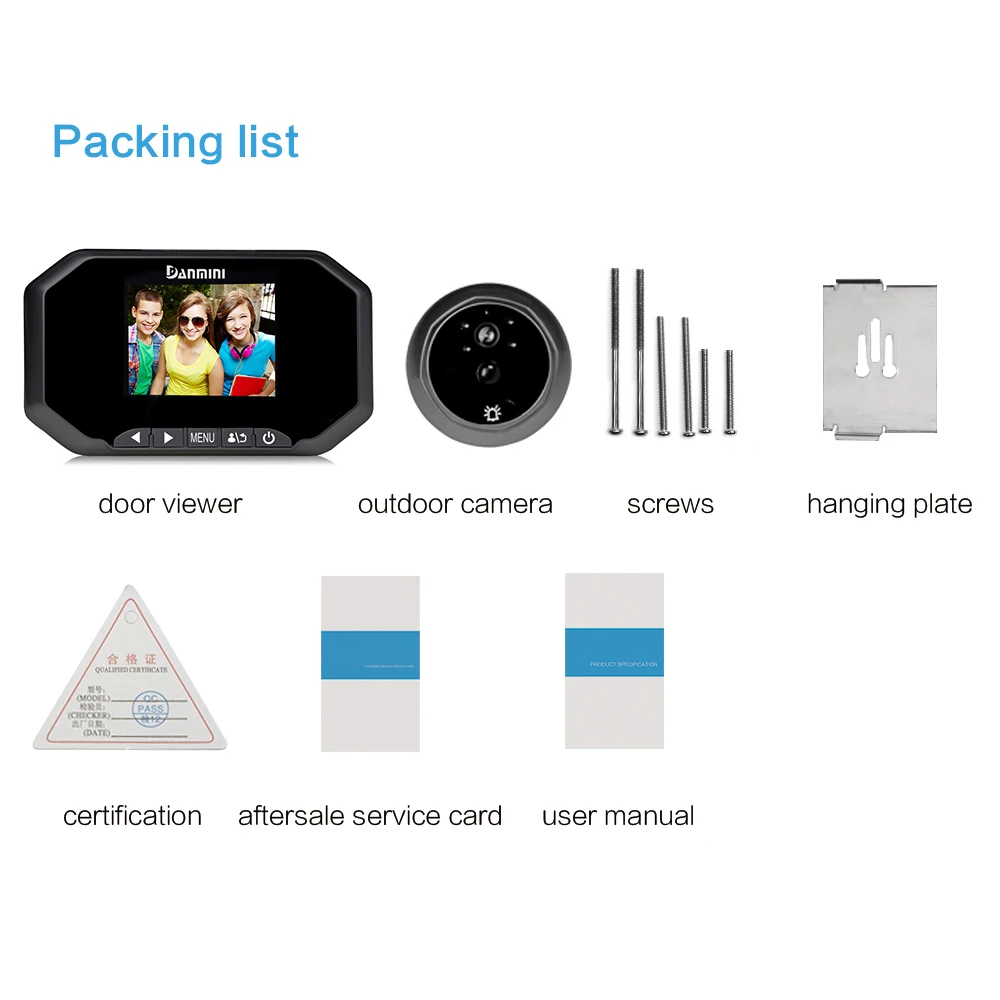 

3.0 inch Digital Doorbell LCD Peephole Viewer Camera Viewer PIR Motion Detection Door Eye Video Record Night Vision(Bl