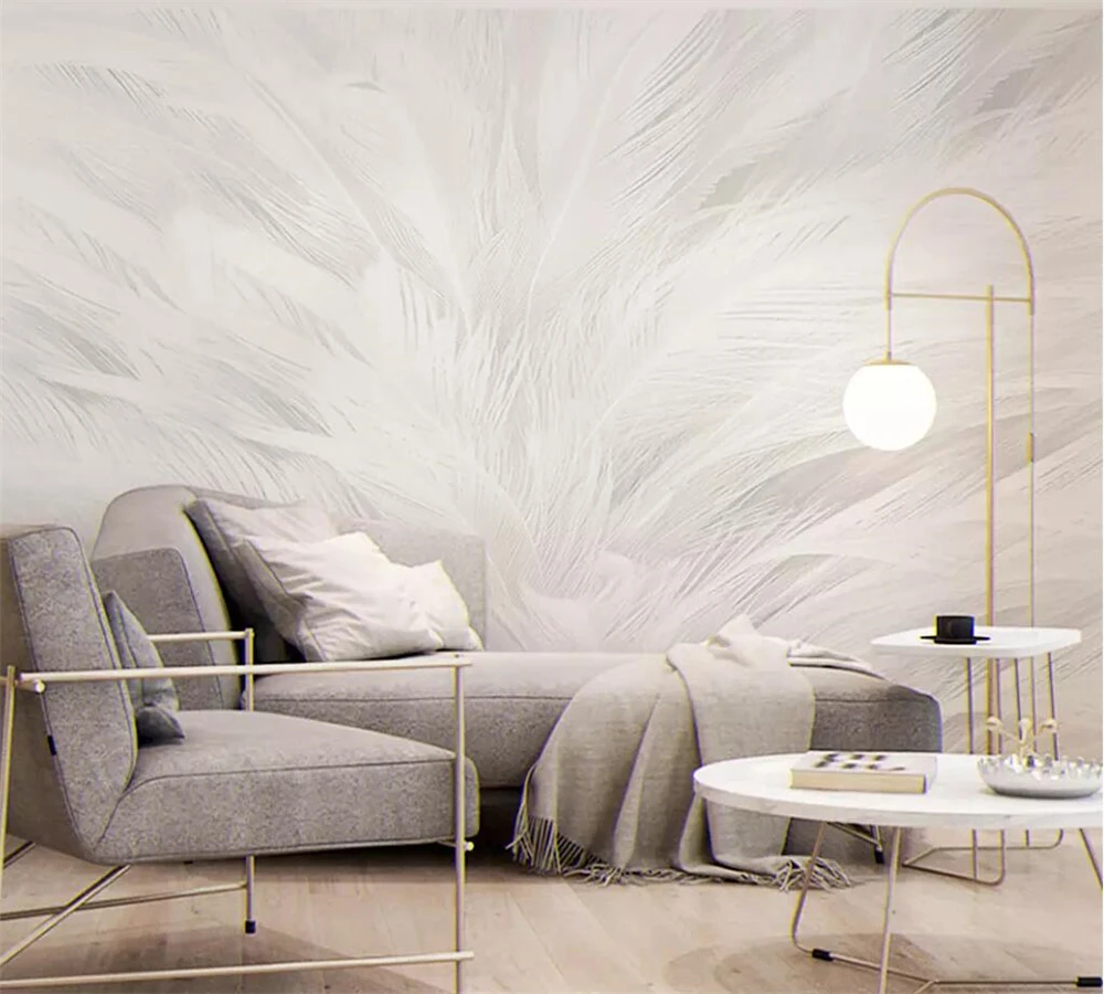 Wellyu пользовательские обои 3d Скандинавский современный минималистичный белый перо гостиная ТВ фон стены papel де parede 3d обои