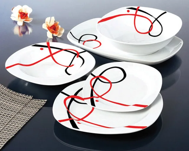 red and black series decal dinnerware porcelain tableware house and