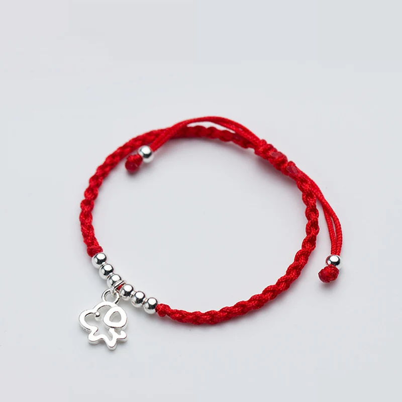 

La MaxZa 925 Sterling Silver Hollow Dog Charm Bead Thick Red Rope Bracelets Thread Line String Adjustable Bracelets For Women