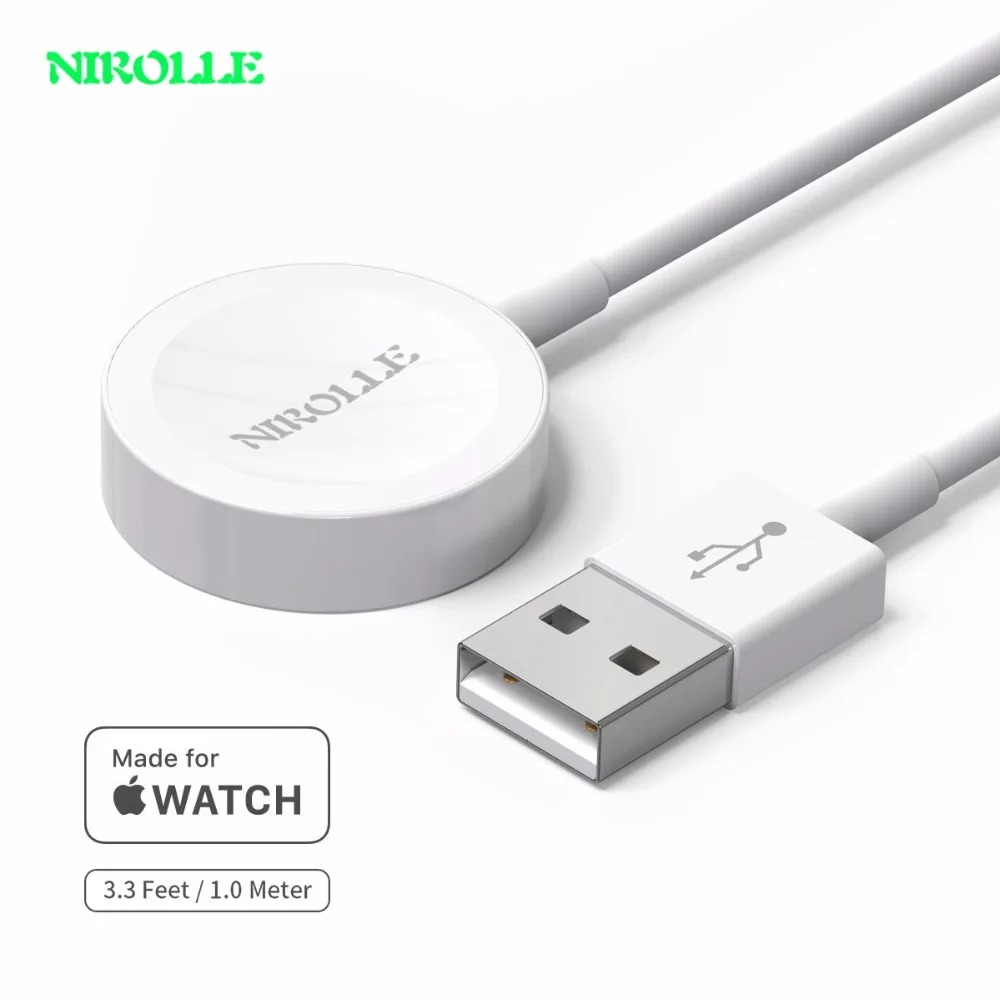 

NIROLLE For iWatch 2 3 Magnetic Wireless Charger Pad for Apple Watch Automatic Adsorption USB Cable 38mm & 42mm wireless charger