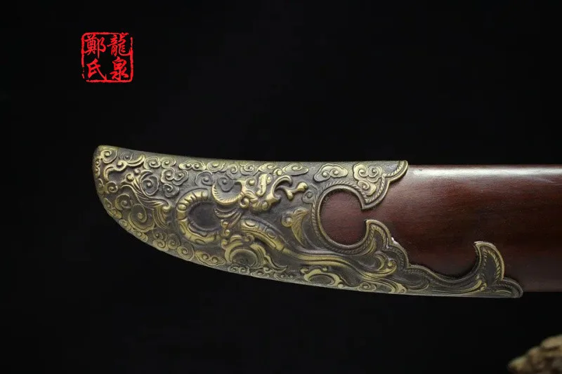 Real Chinese Sword Damascus Steel Antique Bronze Qing Dao Metal Craft Home Decoration Martial Art Supply