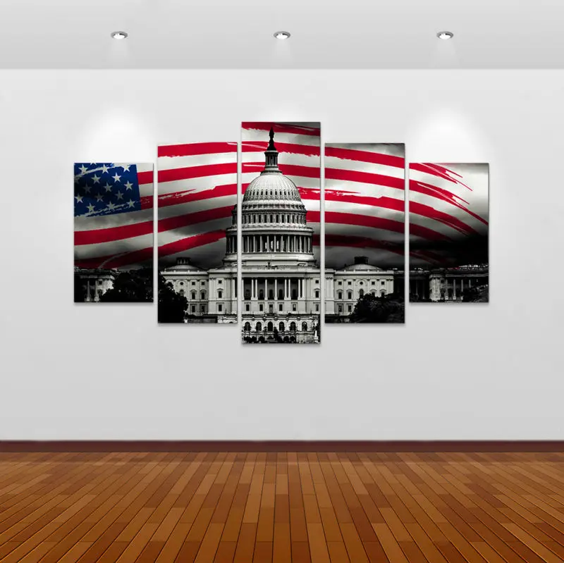 5pcs art Print united states flag wall art Painting home decor Canvas