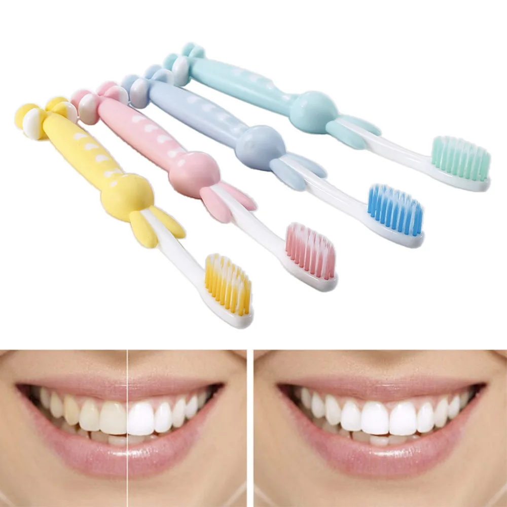 

Oral Care Toothbrush Kids Toy Cartoon Rabbit Shape Teeth Brush Health Children's Tooth Brush Suction Stand For Children