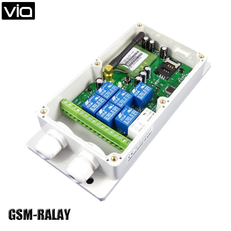 

VIA GSM-RELAY Free Shipping QUAD Seven Relay Output GSM Remote Control Switch Box