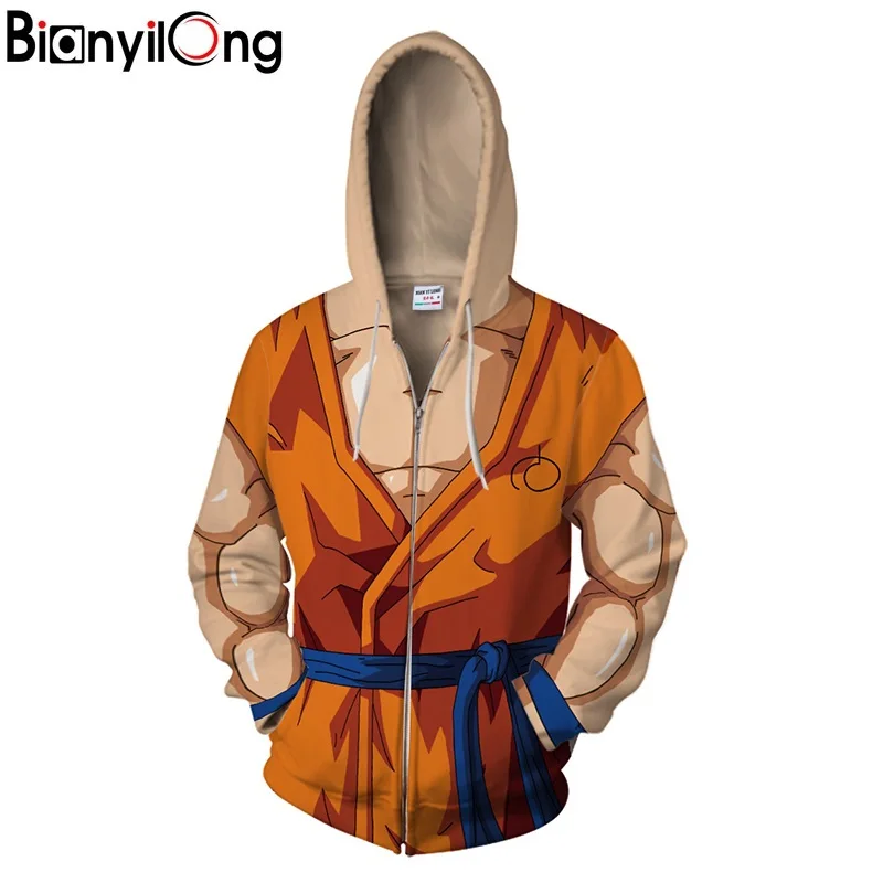 BIANYILONG/Новинка года; сезон осень-зима; толстовки с 3D принтом Dragon Ball Z Son Goku; куртка с капюшоном на молнии для костюмированной вечеринки