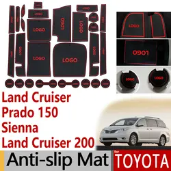 Противоскользящие резиновые слот ворота чашка коврик для Toyota Land Cruiser Prado 150 J150 LC150 200 J200 LC200 V8 Sienna XL30 30 аксессуары